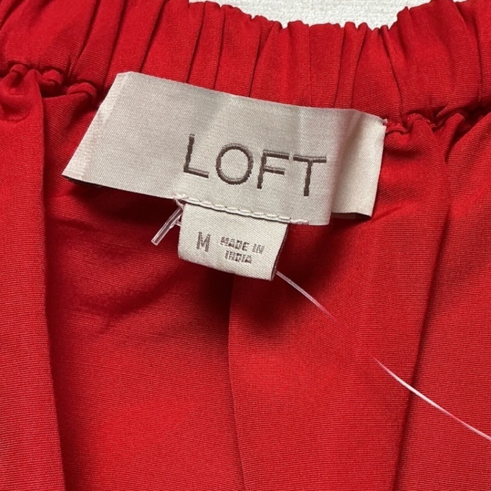 LOFT Puff Sleeve Blouse Women Medium Red New With Tags - Picture 5 of 6